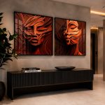 Quadro Decorativo Rostos Femininos Tons Terrosos - Composição 98