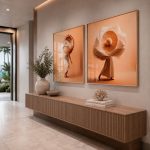 Quadro Decorativo Véus ao Vento com Tons Dourado - Composição 106