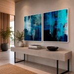 Quadro Decorativo Textura Abstrato Tons de Azul - Composição 261