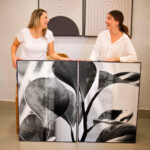 Quadro Decorativo Folhas em Contraste Preto e Branco - Composição 121 - Imagem 3
