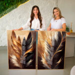 Quadro Decorativo Penas Luxuosas Tons Dourado - Composição 85 - Imagem 4