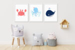 Quadro Decorativo Fundo do Mar Caranguejo Polvo Baleia - Composição 63