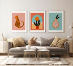 Quadro Decorativo Color Block / Sol Onça Fruta - Composição 47