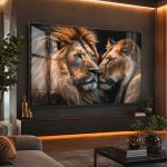 Quadro Decorativo Casal de Leões