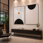 Quadro Decorativo Geométrico Semicírculos em Tons Neutros - Composição 185