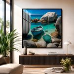 Quadro Decorativo Barco Entre as Pedras