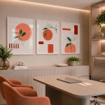 Quadro Decorativo Folhas e Formas Geométricas - Composição 73