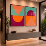 Quadro Decorativo Geométrico Tons Vibrantes - Composição 186