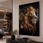 Quadro Decorativo Leão Dourado