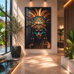 Quadro Decorativo Indigena com Cocar