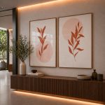 Quadro Decorativo Botânico Folhas Tons Terrosos - Composição 141