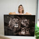 Quadro Decorativo Família de Leões com 2 Filhos - Imagem 4