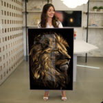 Quadro Decorativo Leão Dourado - Imagem 5