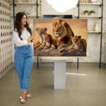 Quadro Decorativo Família de Leões 2 Filhos - Imagem 2