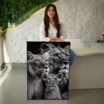 Quadro Decorativo Família de Leões em Preto e Branco - Imagem 2