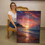 Quadro Decorativo Pôr do Sol na Areia da Praia - Imagem 4
