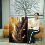 Quadro Decorativo Pena Dourada - Imagem 2