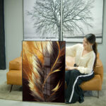 Quadro Decorativo Pena Dourada - Imagem 3