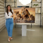 Quadro Decorativo Família de Leões 2 Filhos - Imagem 3