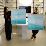 Quadro Decorativo Textura Tinta Azul e Branco - Composição 87 - Imagem 2