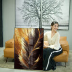 Quadro Decorativo Pena Dourada - Imagem 4