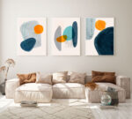 Quadro Decorativo Orgânico Abstrato cor Azul - Composição 58