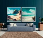 Quadro Decorativo Estilo Pintura Paisagem Praia - Composição 78