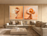 Quadro Decorativo Véus ao Vento com Tons Dourado - Composição 106