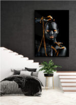 Quadro Decorativo Rosto Feminino Black e Gold