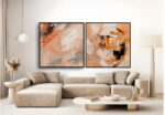 Quadro Decorativo Pintura Abstrata Pinceladas Tons Terracota - Composição 157