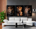 Quadro Decorativo Leões Realeza em Família - Composição 162