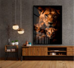 Quadro Decorativo Leoa e Filhotes