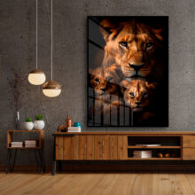 Quadro Decorativo Leoa e Filhotes