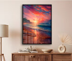 Quadro Decorativo Pôr do Sol na Areia da Praia