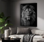 Quadro Decorativo Leão Preto e Branco