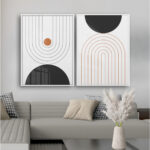 Quadro Decorativo Geométrico Semicírculos em Tons Neutros - Composição 185