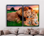 Quadro Decorativo Familia de Leões 1 Filhote - Composição 193