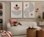 Quadro Decorativo Figuras Geométricas Formas e Circulos - Composição 221