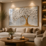 Quadro Decorativo Árvore Dourada 3D