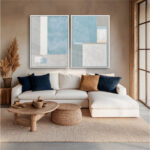 Quadro Decorativo Formas Geométricas Tons Azul e Areia - Composição 256