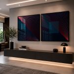 Quadro Decorativo Linhas Paleta Escura - Composição 02